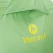 Logga och ventilation på Ett lågviktigt och smidigt Marmot Limestone 6P kupoltält för 6 personer