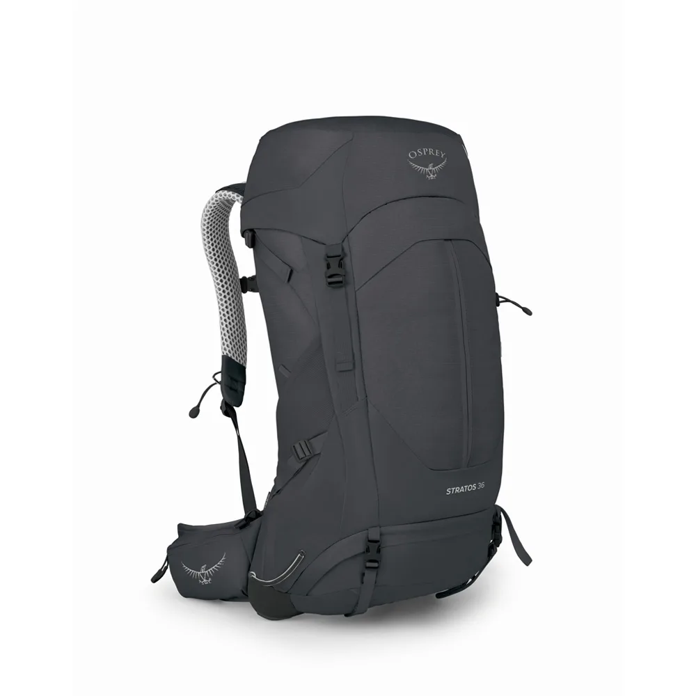 Bekväm ryggsäck Osprey Stratos 36 i färgen tunnel vision.