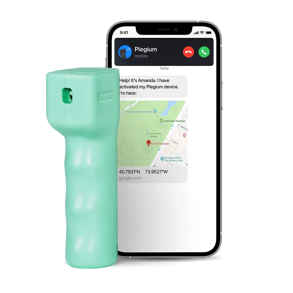 Effektiv försvarsspray i mintgrön från Plegium Smart Mini .