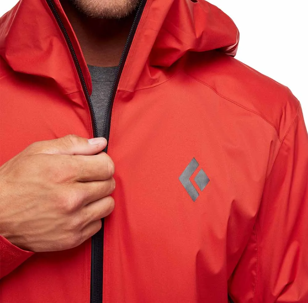 Närbild på dragkedja av Black Diamond Stormline Stretch Rain Shell skaljacka (herr)