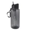 1 liter vattenflaska med filter från Lifestraw i färgen grå.