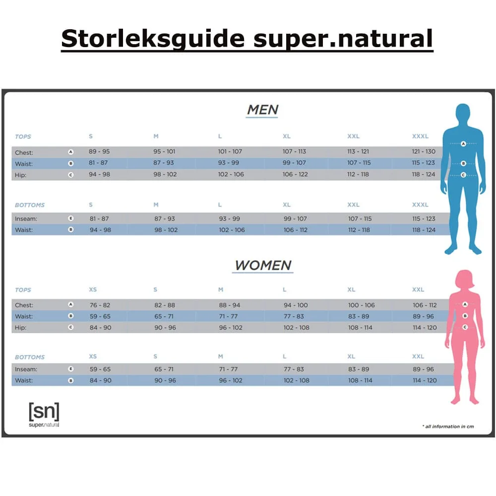 Storleksguide super.natural