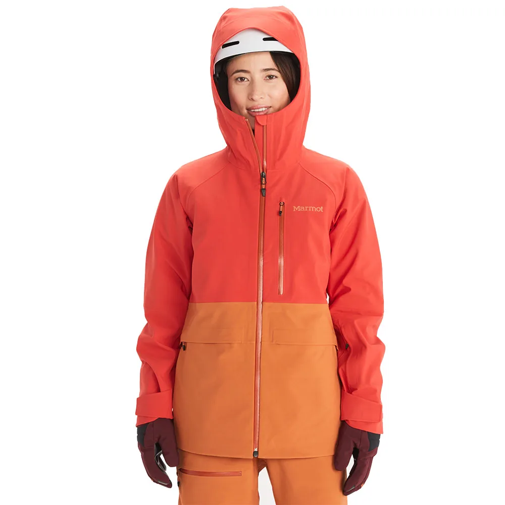 Damjacka för skidåkning med rymlig huva med plats för hjälm.