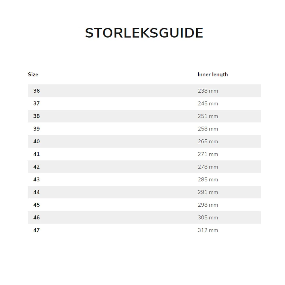 Storleksguide.