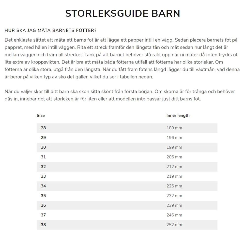 Storleksguide.