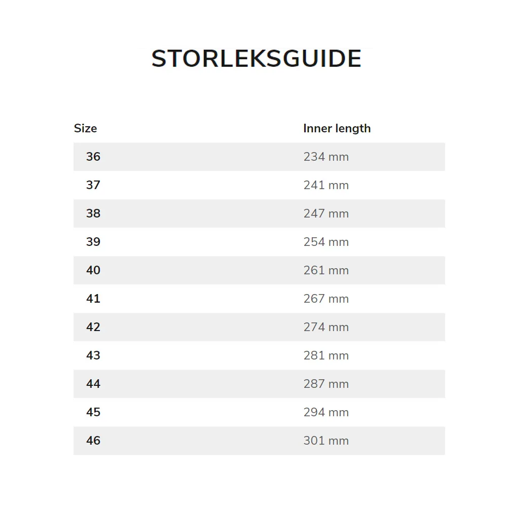 Storleksguide.