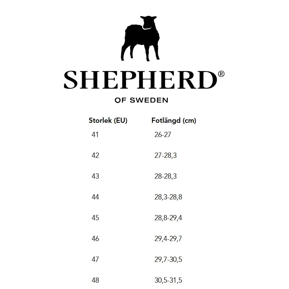 Shepherd Jon tofflor för herr storleksguide.