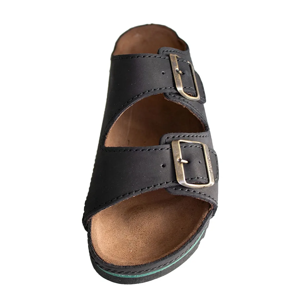 Scholl Airbase sandal med snygg grön rand längs med sulan