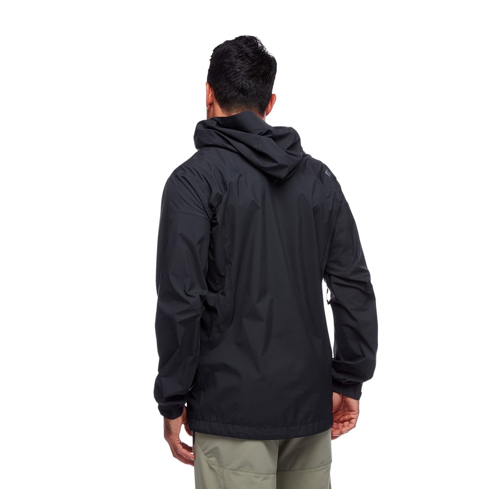 Baksidan av herr jackan Highline Stretch Shell från Black Diamond i black.