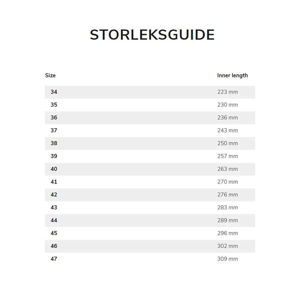 Storleksguide Tretorn Scout S
