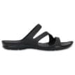 svart Crocs Women's Swiftwater Sandal (dam) i profil.