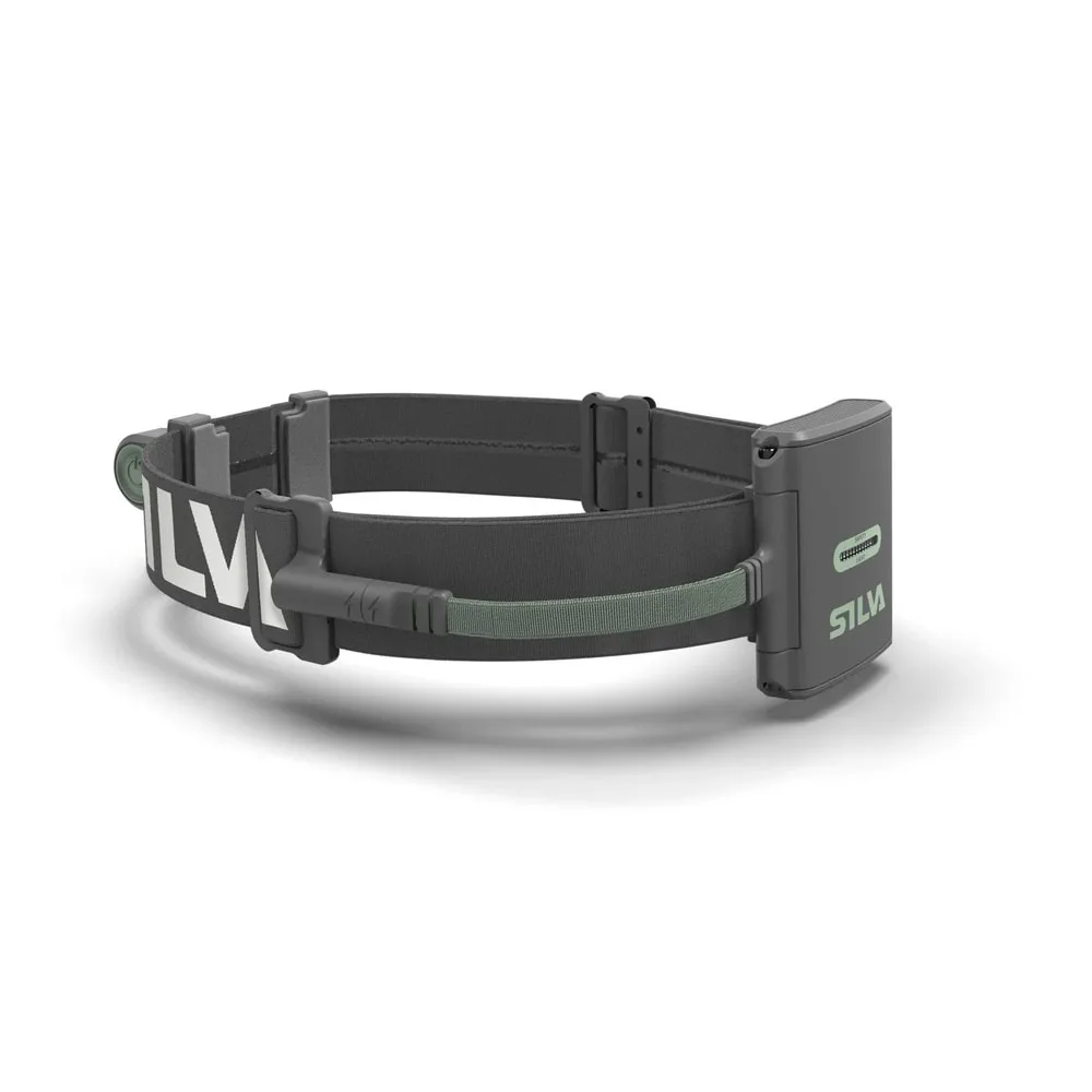 Batteri på ett grått band av Silva Trail Runner Free 2 Ultra pannlampa