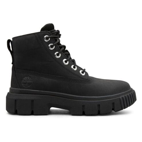 Utsida profil av Timberland Greyfield läderkängor (dam) i färgen black