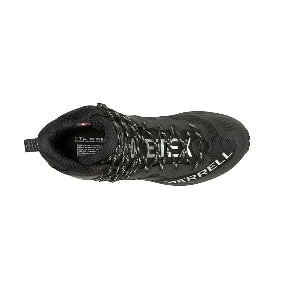 Ett par stabila Merrell MTL Thermo Rouge 4 Mid GTX löparskor för vinter (herr) ovanifrån