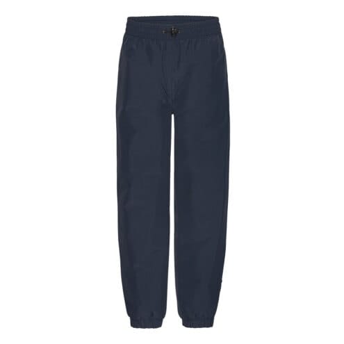 Ett par praktiska och varmfodrade Molo Wild fodrad regnbyxor (barn/junior) i färgen night navy - framifrån