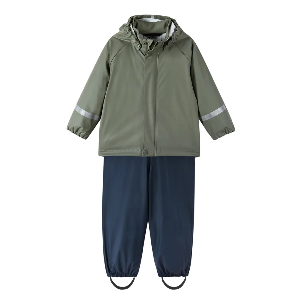 Reima Tihku Rain Outfit regnställ (barn)i färgen greyisch green