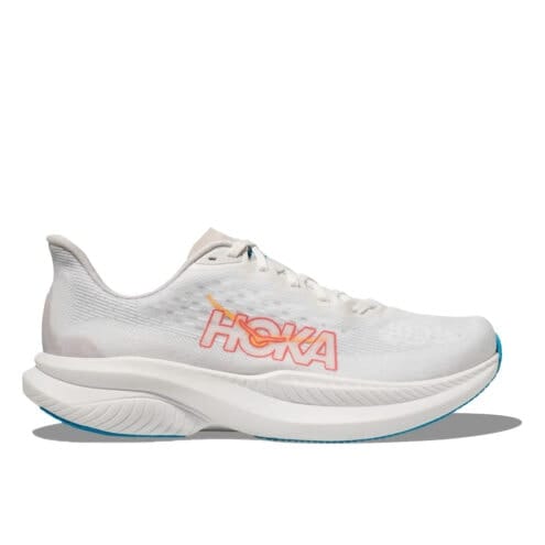 Snygg HOKA Mach 6 löparskor (dam) för tävlingar i färgen white/numbud cloud