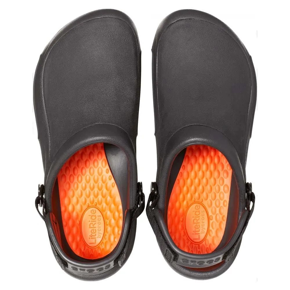 Ett par Tåliga Crocs Bistro Pro Work LiteRide Clog arbetsskor (unisex) - ovanifrån