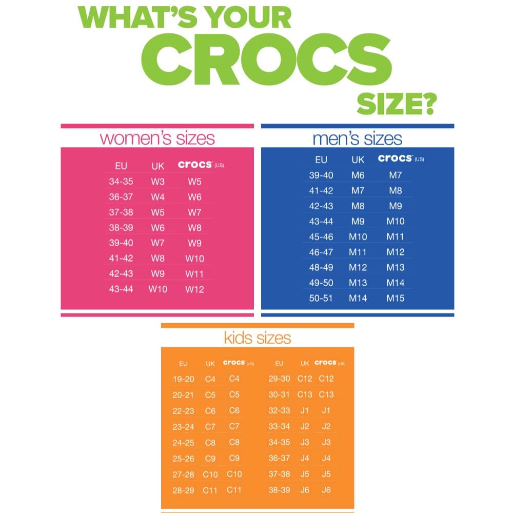 generell storleksguide till Crocs