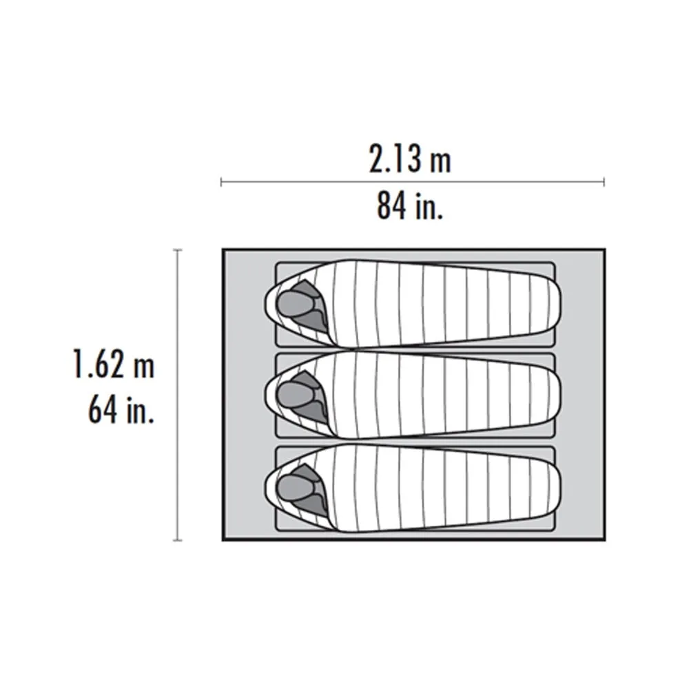 En ritning med MSR Thru-Hiker Mesh House 2 ultralätt tält för 2 personer