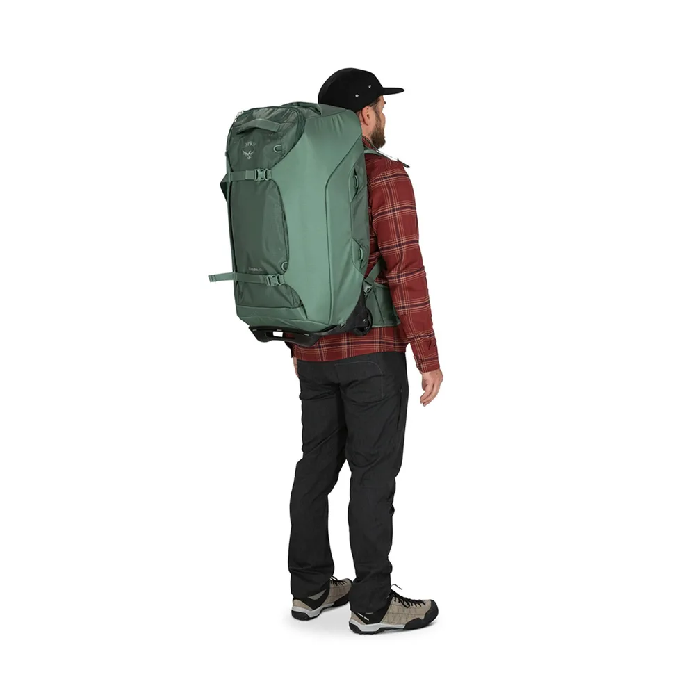 Osprey Sojourn™ Wheeled Travel Pack 60L resväska (unisex) PÅ EN MANS RYGG