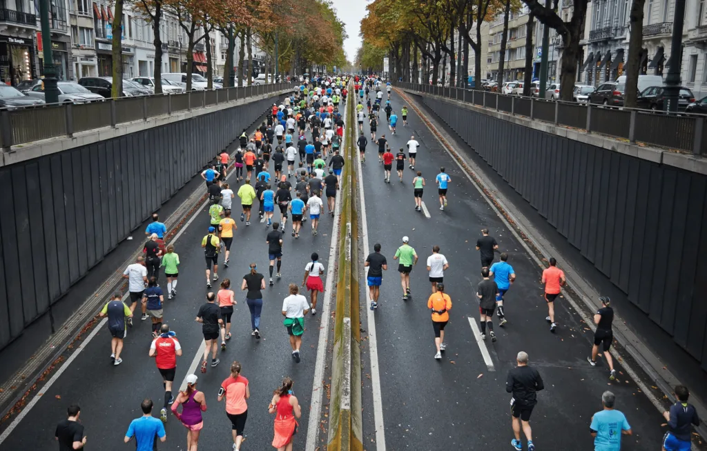 Maratonlöpare fotade ovanifrån