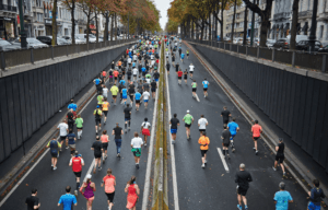 Maratonlöpare fotade ovanifrån