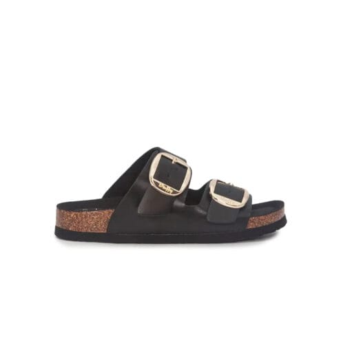 en svart Duffy 8648802 sandaler (dam) med guldiga spännen