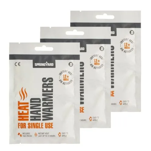 ett trepack med Springyard Hand Warmers handvärmare 3-pack