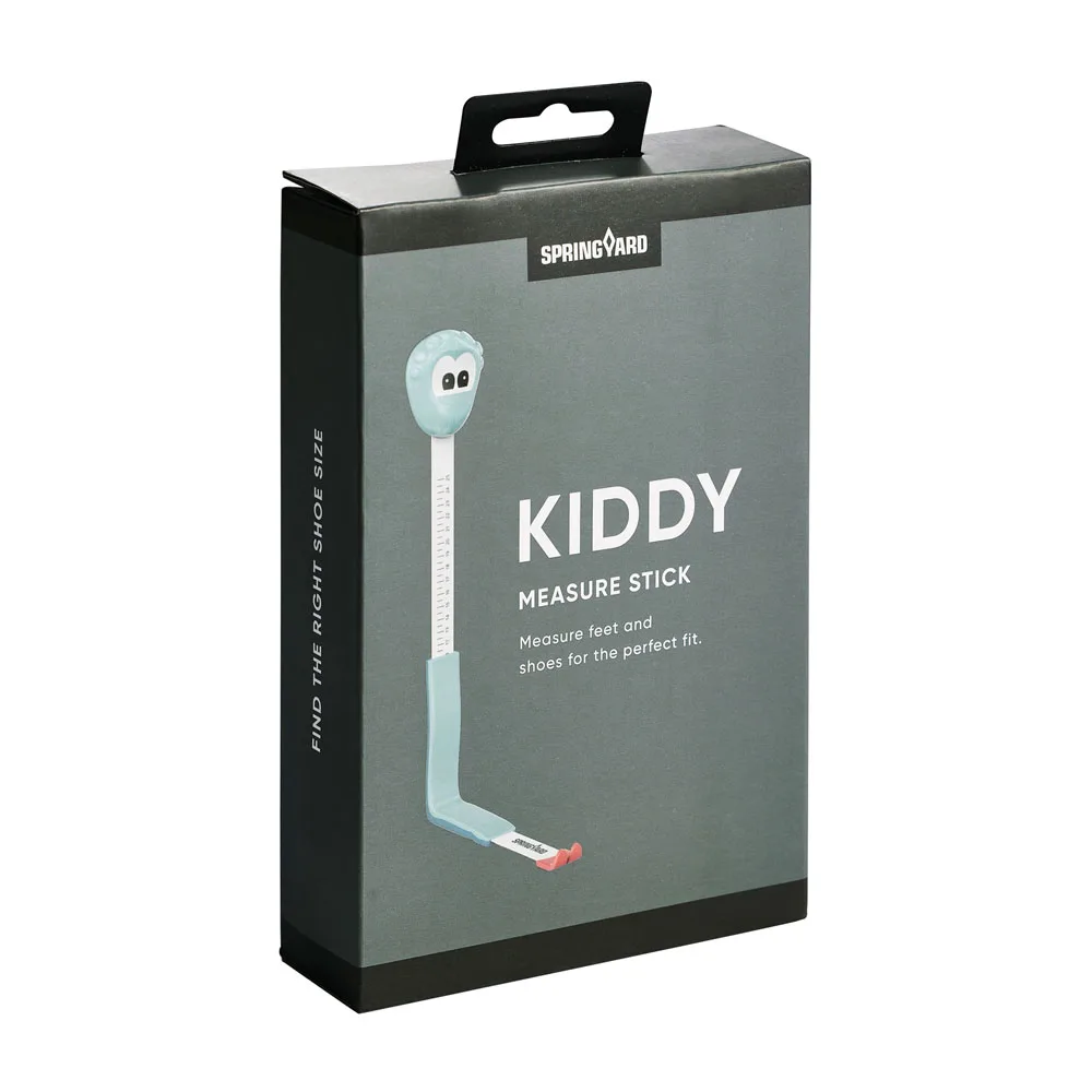 förpackning med Springyard Kiddy mätsticka för barnskor