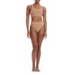 Ett matchande set med Adidas Scoop Lounge Seamless Bra sportbh (dam på en modell i färgen beaver fur