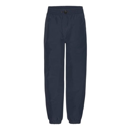 Ett par praktiska och varmfodrade Molo Wild fodrad regnbyxor (barn/junior) i färgen night navy - framifrån