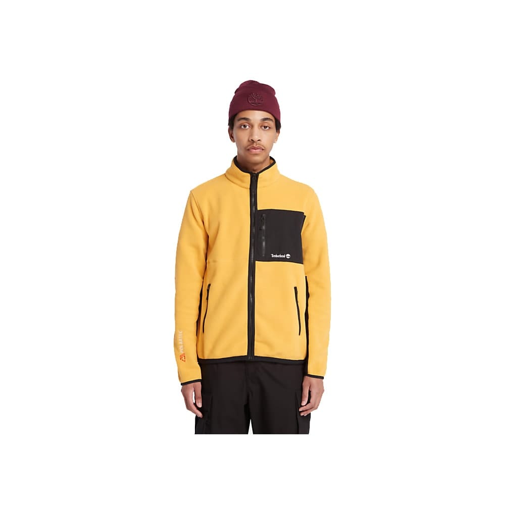 En modell bär en skön och snygg Timberland Outdoor archive fleecejacka (herr)