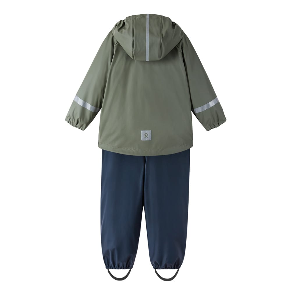 baksida av Reima Tihku Rain Outfit regnställ (barn)