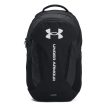 utsida av en svart Under Armour Hustle 6.0 träningsväska med datorfack (unisex)