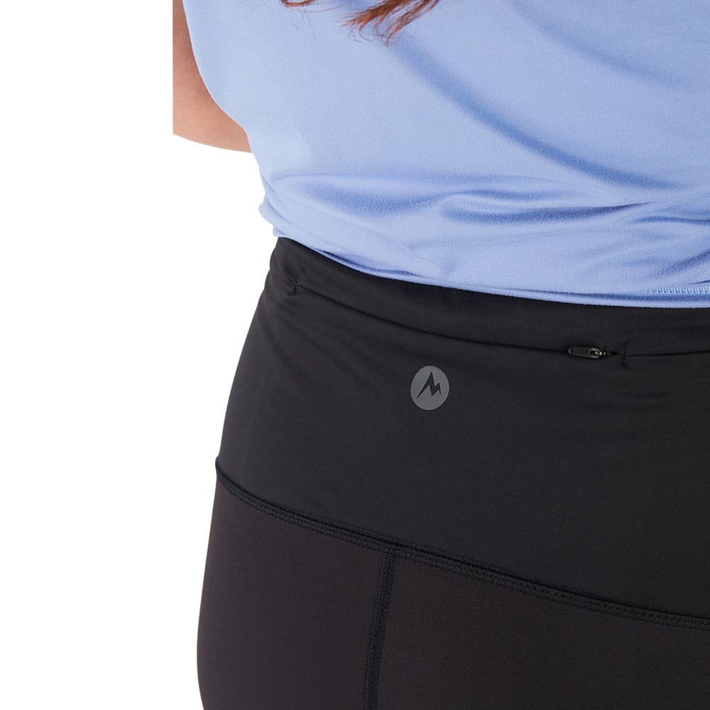 Närbild på Marmot Women's Rock Haven Hybrid Tight med dragkedja på baksidan