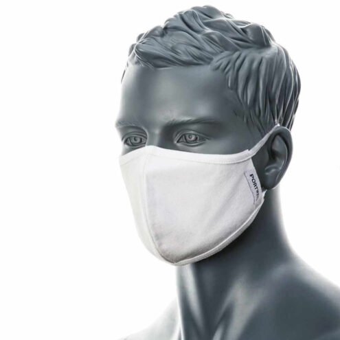 Antimikrobisk ansiktsmask i färgen vit på skyltdocka.