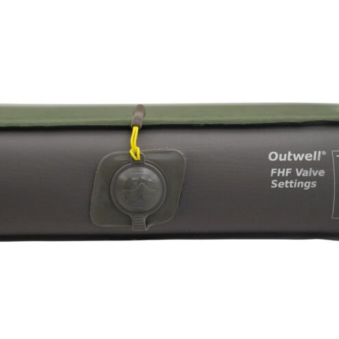 En stängd ventil på En bekväm Outwell Dreamhaven Double 5.5 – dubbel luftmadrass