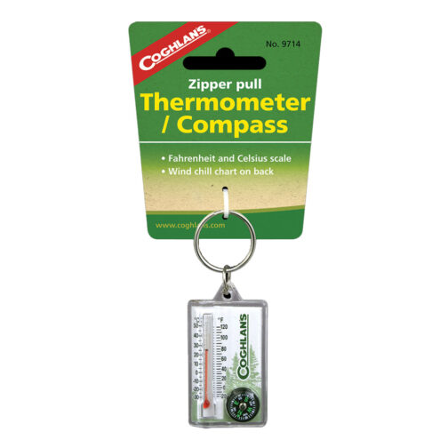 Coghlan’s termometer med kompass är ett kommer med en nyckelring.