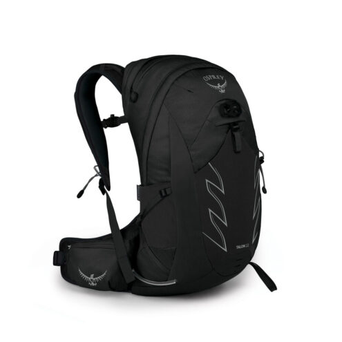 Bekväm dagsryggsäck från Osprey Talon på 22 liter i färgen svart.