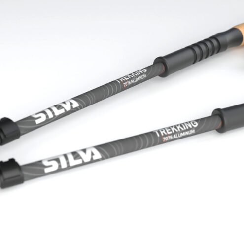 Närbild på vandringsstavar från Silva med Aluminum Cork.