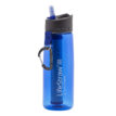 Blå vattenflaska med filter på 650 ml från Lifestraw.