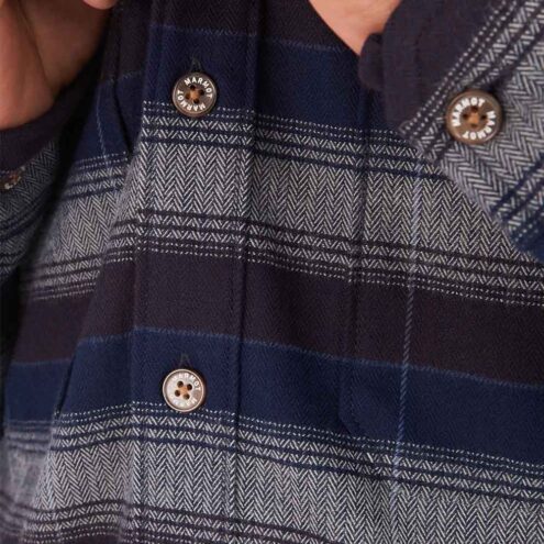 Närbild på snygga knappar tillhörande Marmot Ridgefield Heavyweight flanellskjorta för herr.