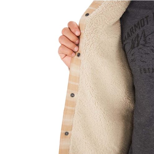 Insidan av Ridgefield Heavyweight Sherpa flanellskjorta från Marmot fodrad med fleece.