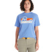 Kvinna som bär Marmot Women's Coastal Tee T-shirt i blått