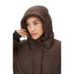 Röhnisch Reign Hood Coat, seal brown på en modell med huvan uppe