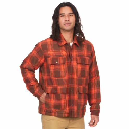 Marmot Ridgefield Sherpa Flannel Shirt Jacket på en modell -stängd