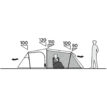 En ritning på mått av den lättviktiga och praktiska Easy Camp Magnetar 400 tunneltält för 4 personer