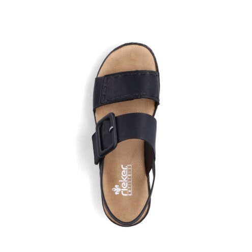 snygga och stilrena Rieker 62950-00 sandaler med kilklack (dam) - ovanifrån