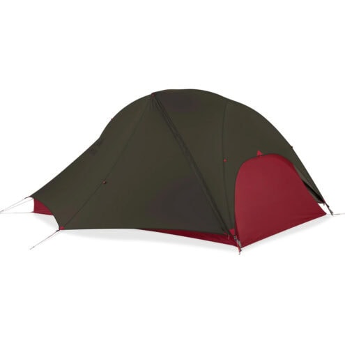 Ett lågviktigt och smidigt MRS FreeLite 2 Tent V3 tält för 2 personer med stängda dörrar